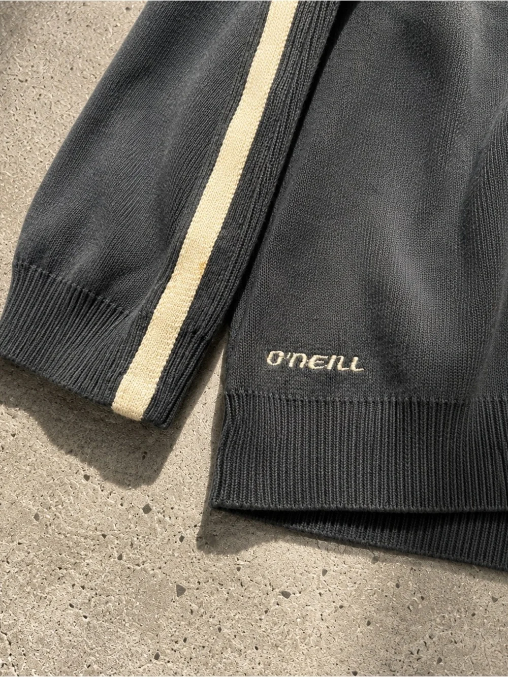O'Neill Men's Dark Gray Crewneck Sweater with Cream Trim